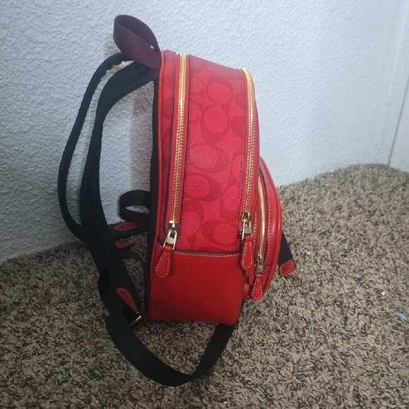 Coach Jordyn Signature Monogram Red W/ Gold Hardware Mini Backpack (NWOT)✨️❤️✨️ - Picture 8 of 13